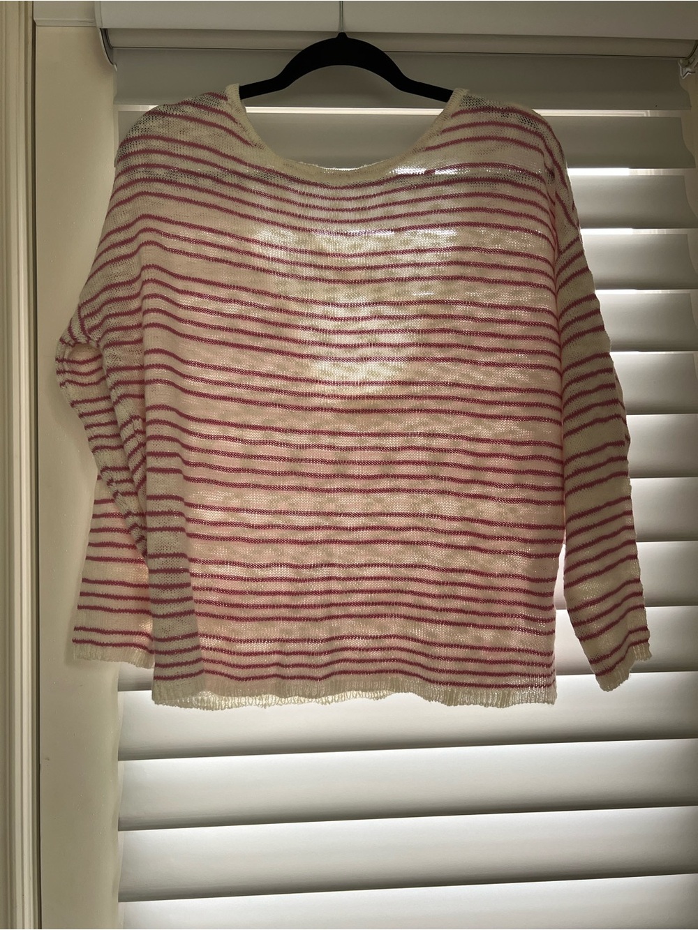 Striped Cream and Pink Lightweight Women's Sweater